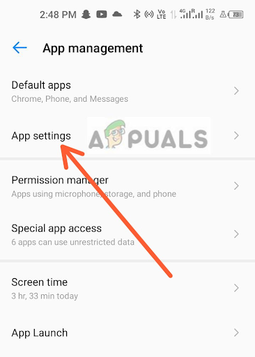 Tap the App settings