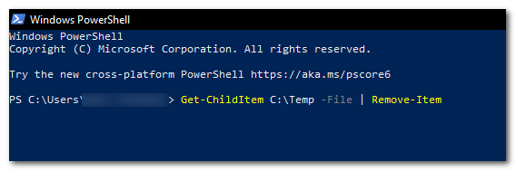 use the "Get-ChildItem" command with the "-File" parameter and the "Remove-Item" command.
