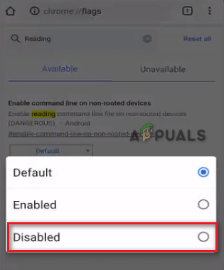 Disabling reading list on chrome android