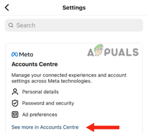 Tap on "See More in Accounts Centre"