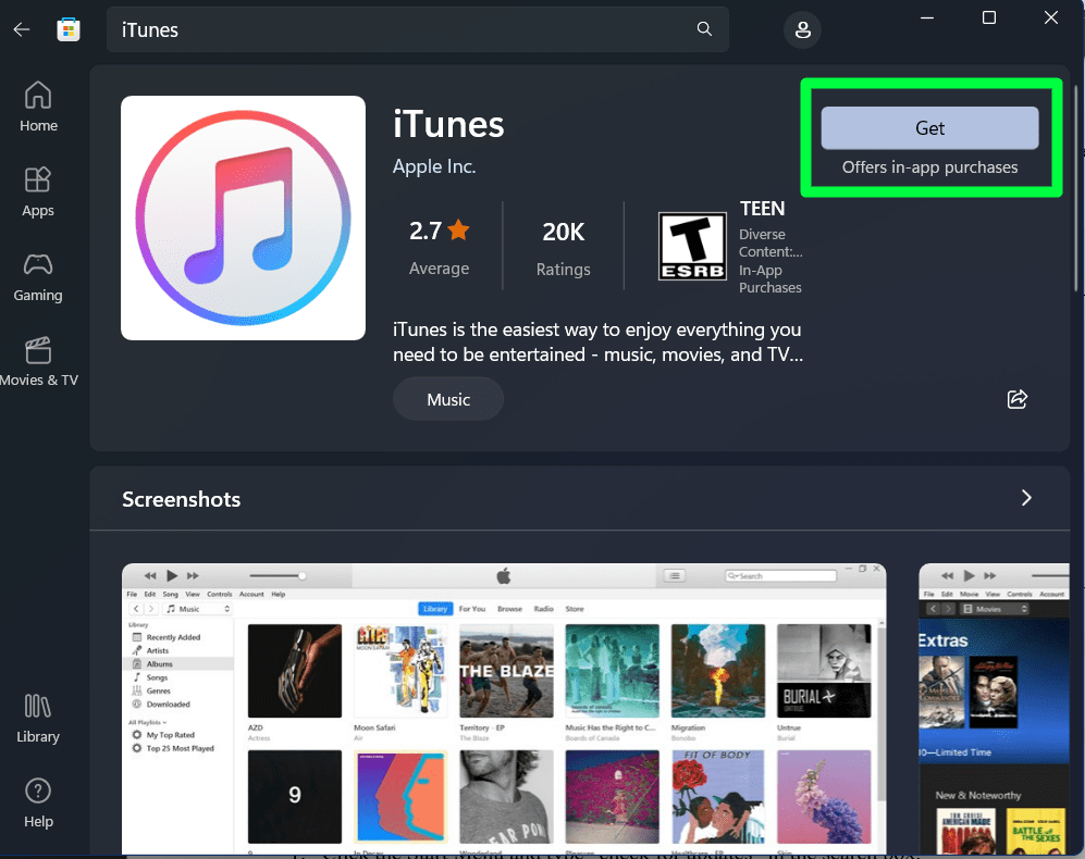 Installing iTunes on Windows