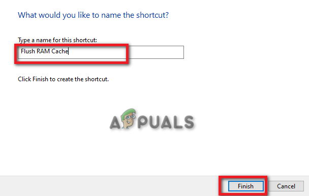 Typing name of shortcut