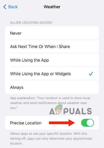 Disable and enable Precise Location