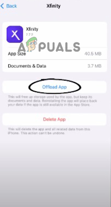 Hit the Offload App button