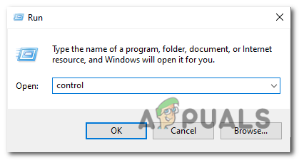 In the Run window, type "control" and click "OK" to open the Control Panel.