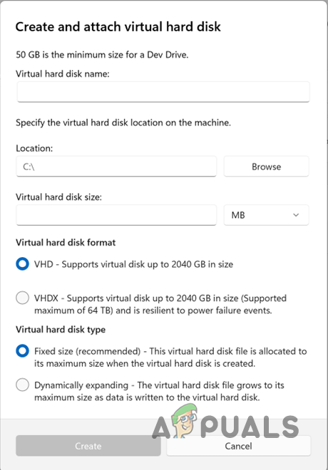 VHD Details for Dev Drive
