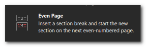 Even Page Section Break