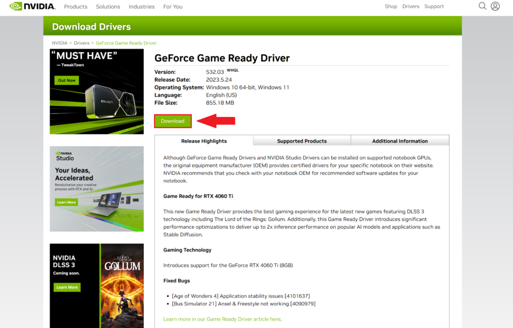 download nvidia geforce game driver 