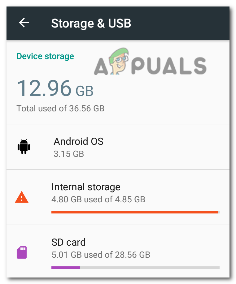 Check Storage on your phone