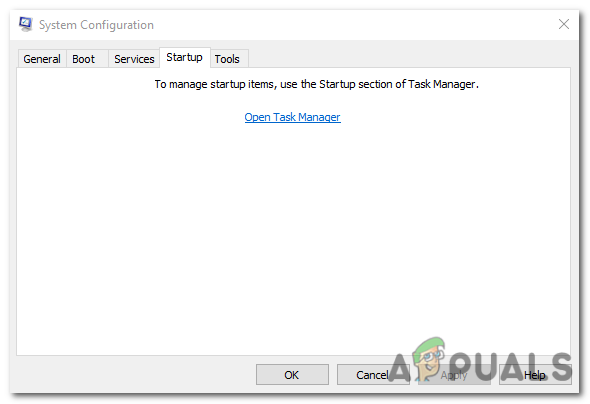 Click on the “Open Task Manager” link to open the Task Manager.