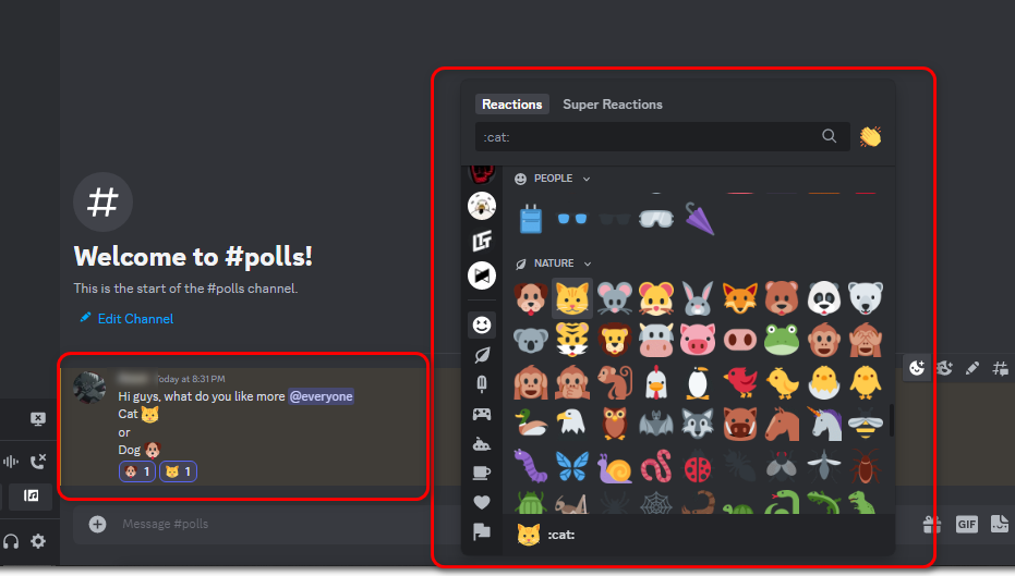 eact with the emotes you gave each of the options in the poll