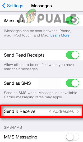 Tap on Send and Receive option