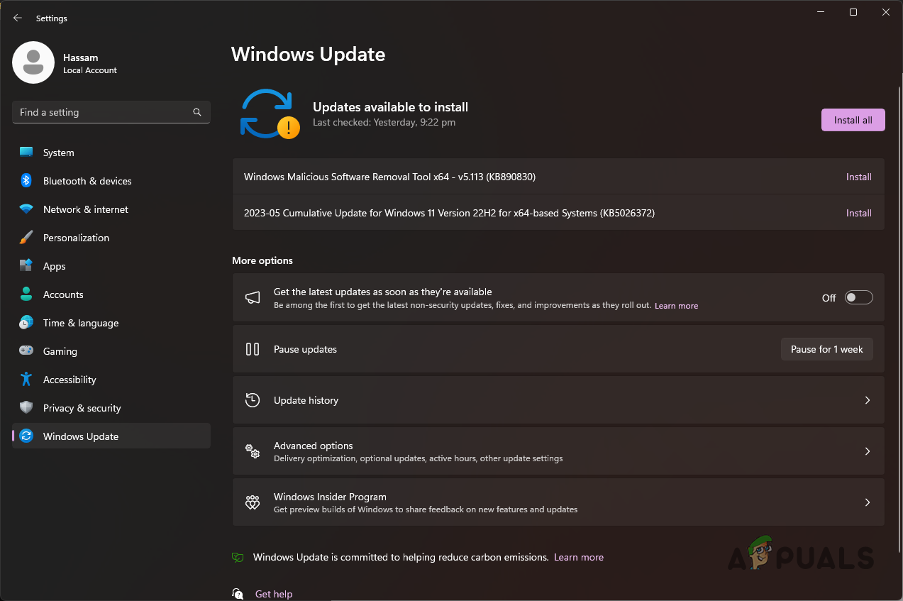 Installing Windows Updates