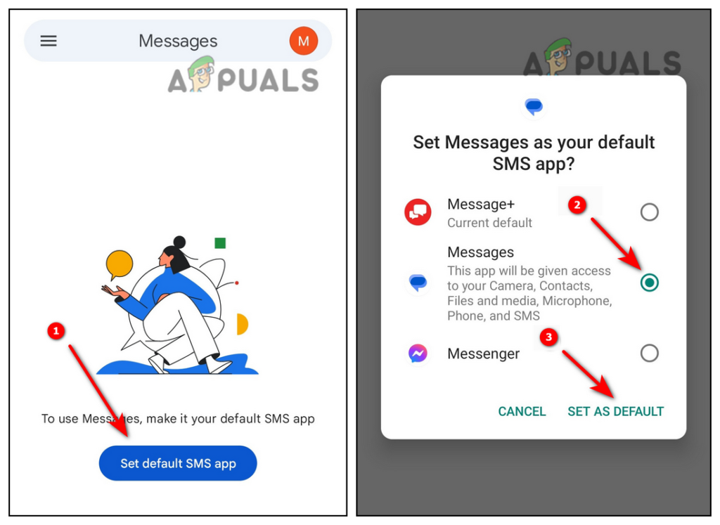 Set Messages by Google as your default messaging app