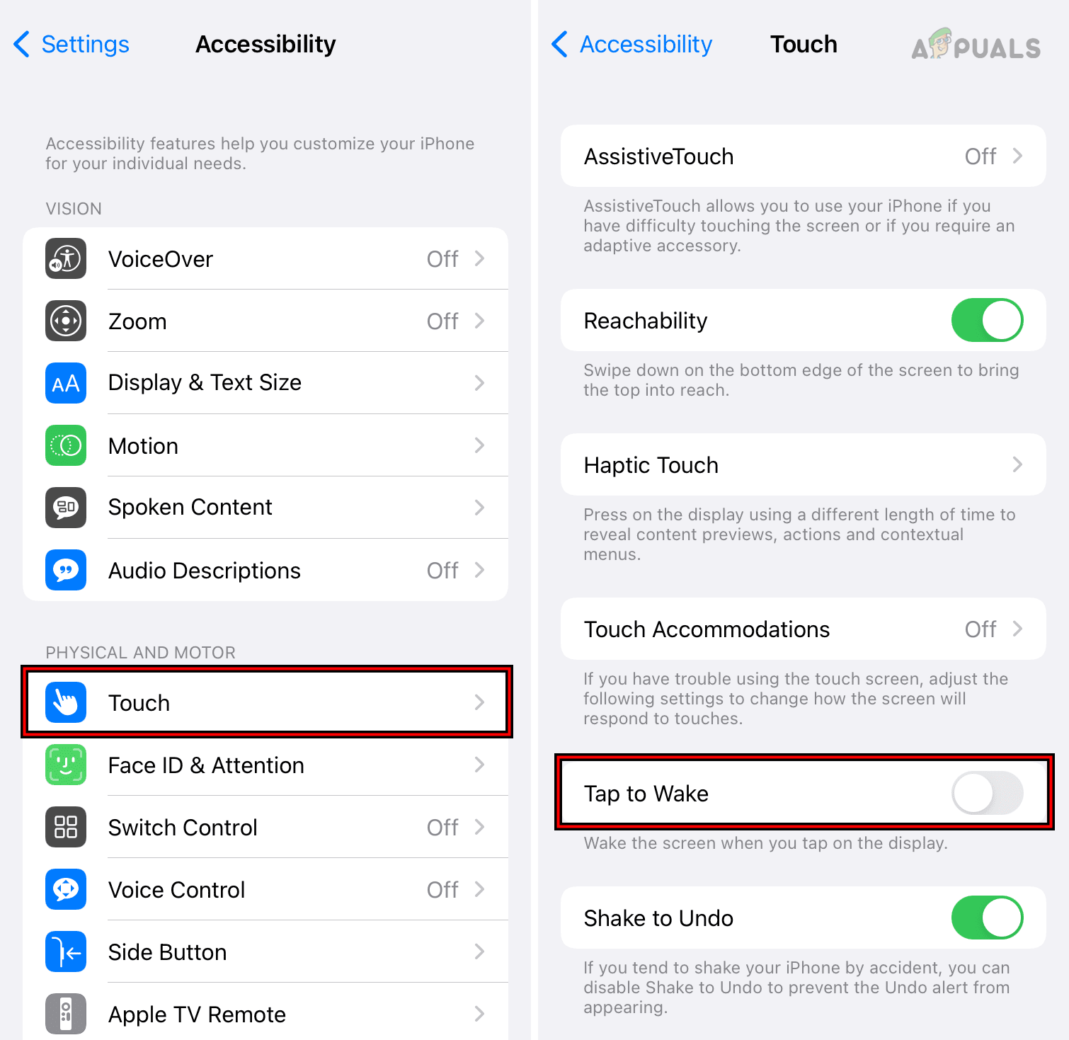 Disable Tap to Wake in the iPhone's Accessibility Settings