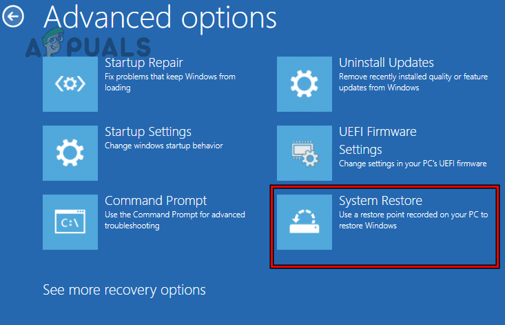 Use System Restore in the Advanced Recovery Options