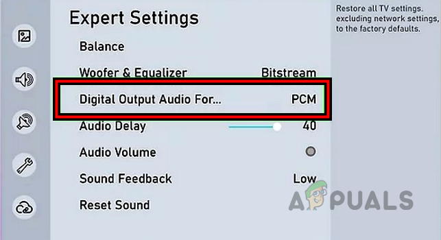 Change Audio Format of the Samsung TV to PCM