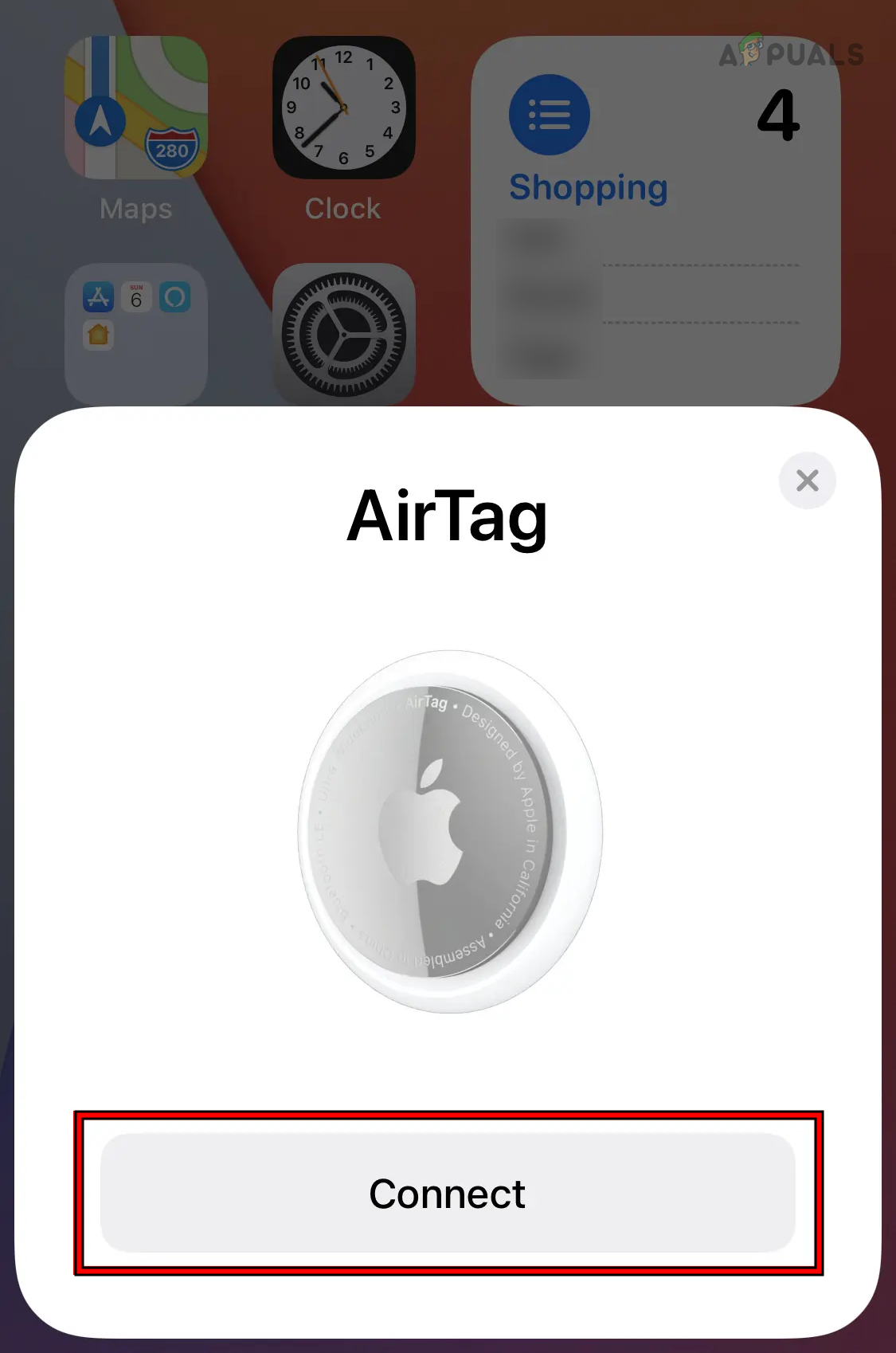 Tap on Connect for the Airtag Connection Prompt
