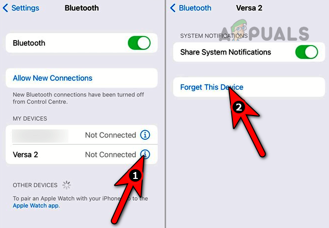 Forget Versa 2 in the Phone's Bluetooth Settings