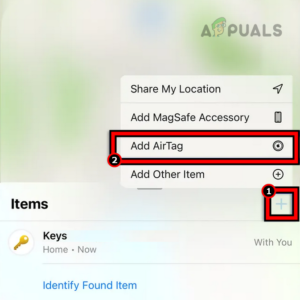 Add Airtag Through the Items Menu of the Find My App