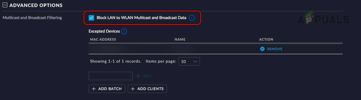 Disable Block LAN to WLAN Multicast and Broadcast Data