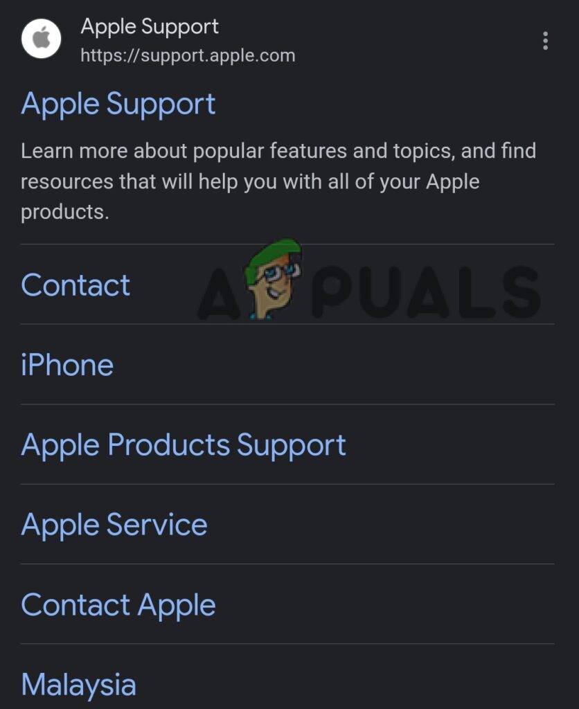 Open Apple Support Website