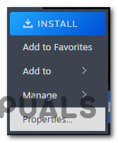 select "Properties" at the bottom of the list.
