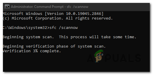 In the Command Prompt window, type "sfc /scannow" and press Enter.