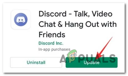 Look for Discord in the list and tap on the "Update" button next to it.