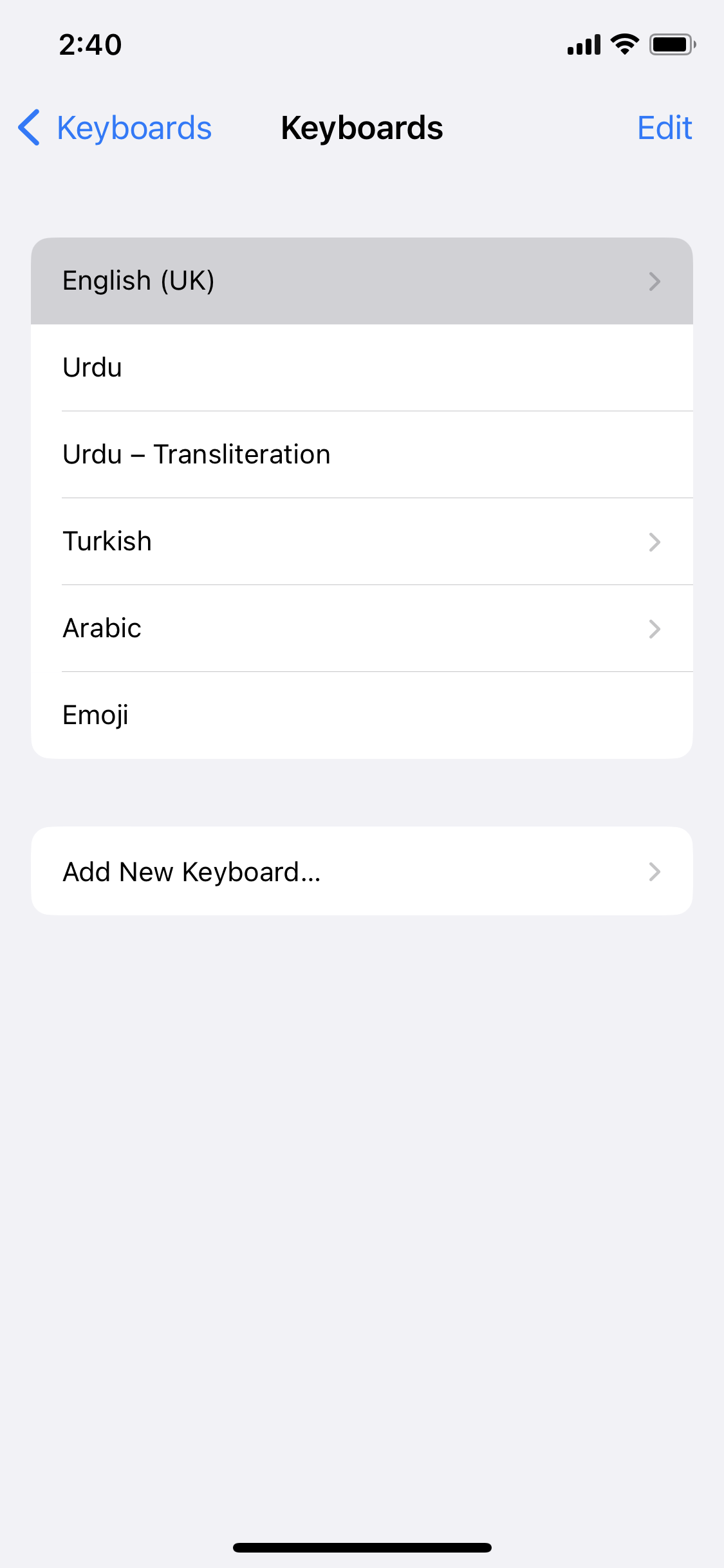iPhone change Keyboard Language screenshot