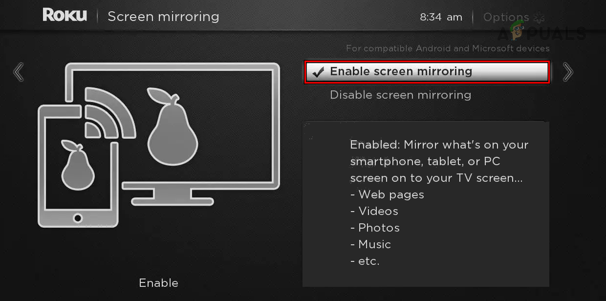 Enable Screen Mirroring on the Roku TV