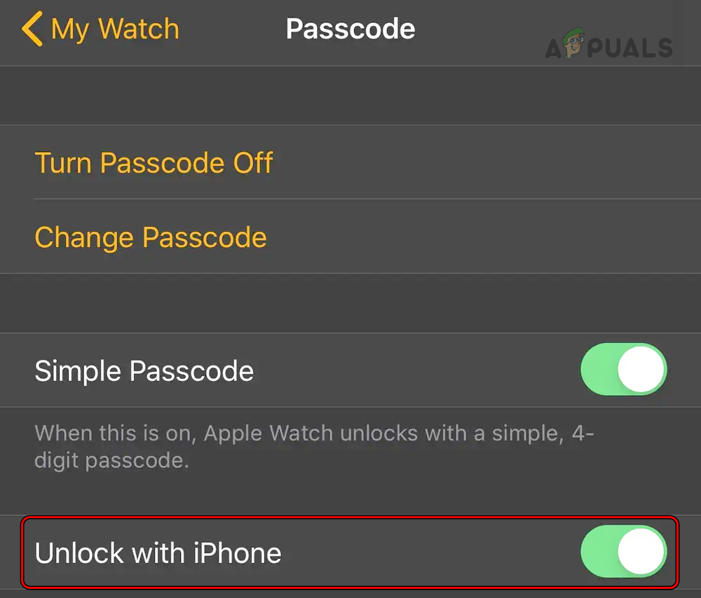 Enable Unlock With the iPhone for the Apple Watch