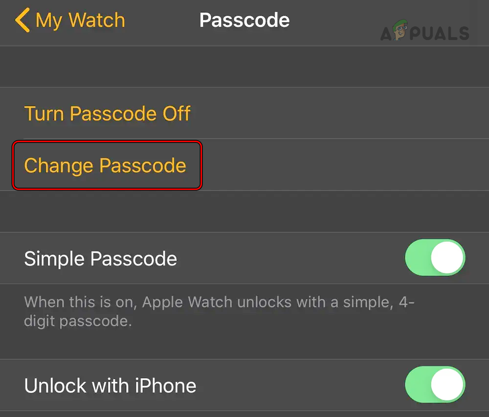 Change the Apple Watch's Passcode in the Watch App