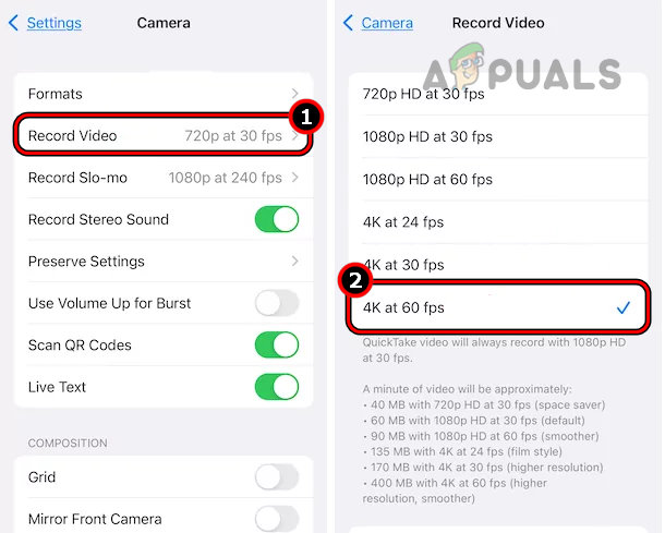 Change the FPS Rate of iPhone's Camera to 60 FPS