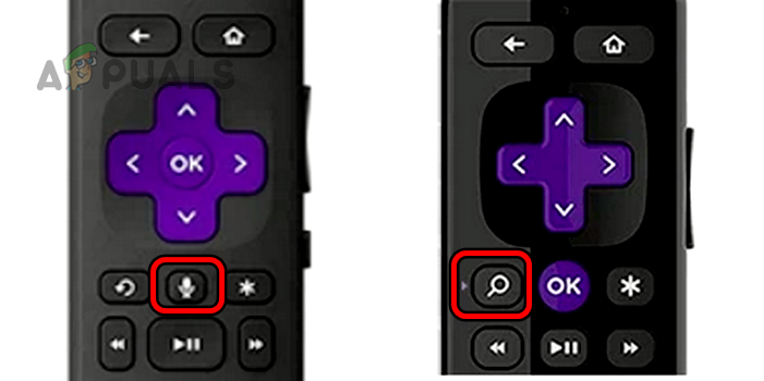 Check for Microphone or Magnifying Glass Key on the Roku Remote