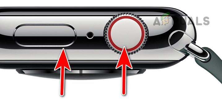 Press the Side and Digital Crown Button on the Apple Watch