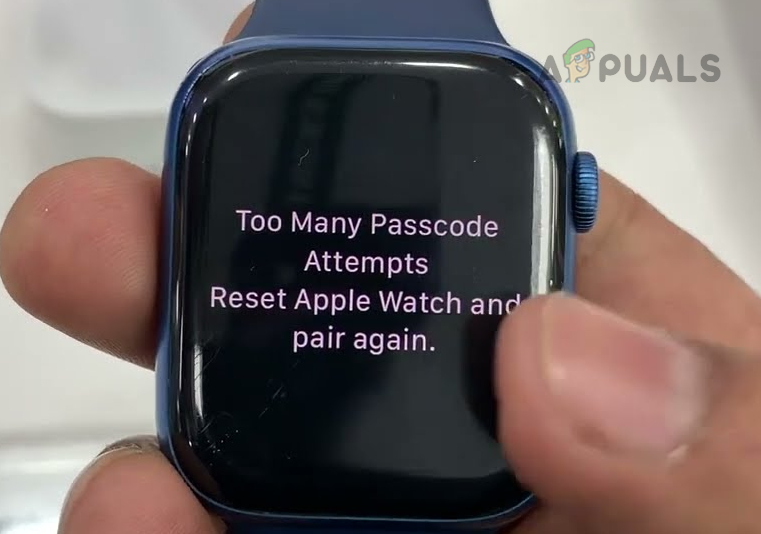 Press the Too Many Password Attempts Prompt on the Apple Watch