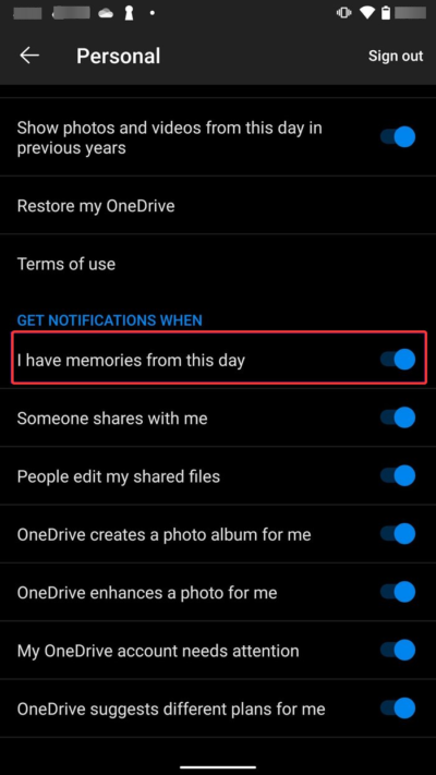 Turn Off OneDrive Memories Notifications 