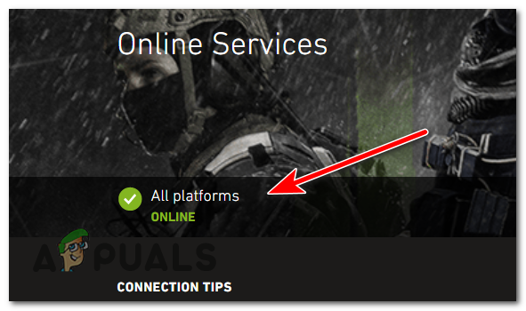 If the servers are up and running, it will say ONLINE under All Platforms.
