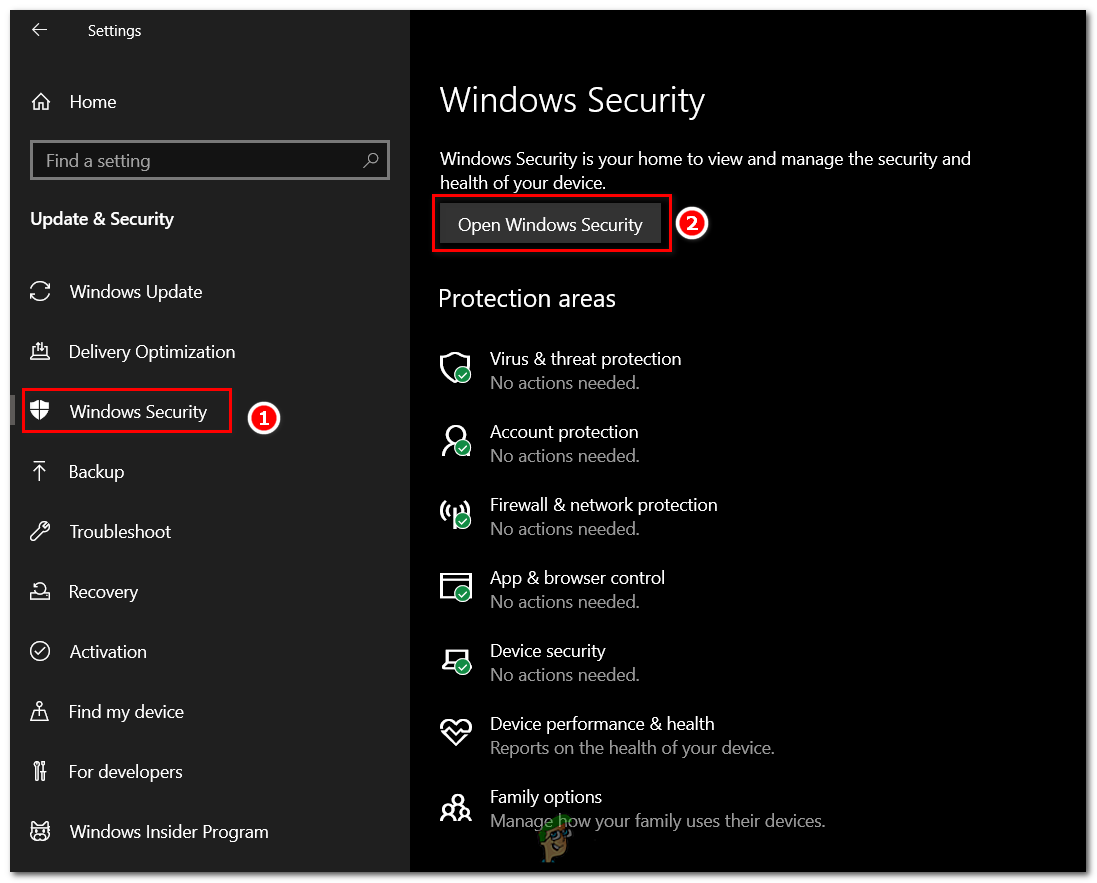Press the Windows key + I to open the Settings app. Navigate to "Update & Security," then click on "Open Windows Security."