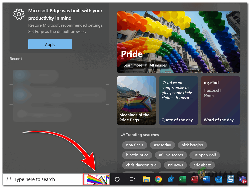 The easiest way to remove the Pride Flag from your Windows Search Bar.