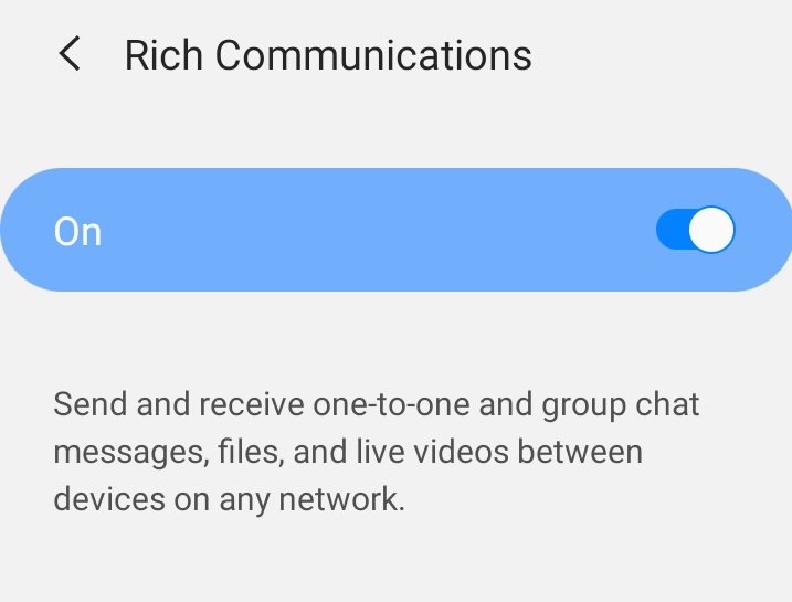 Rich communications settings on samsung