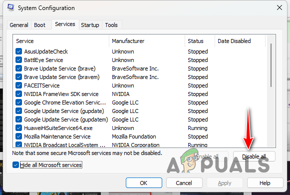 Disabling Services on Startup