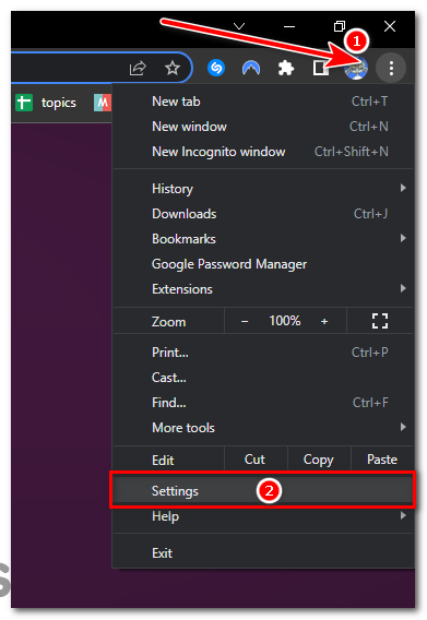 Click on the three dots in the upper right hand corner to open the menu, then click on "Settings".