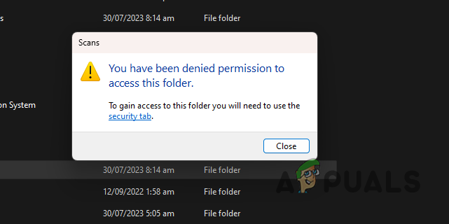 You Have Been Denied Permission to Access this Folder Error Message