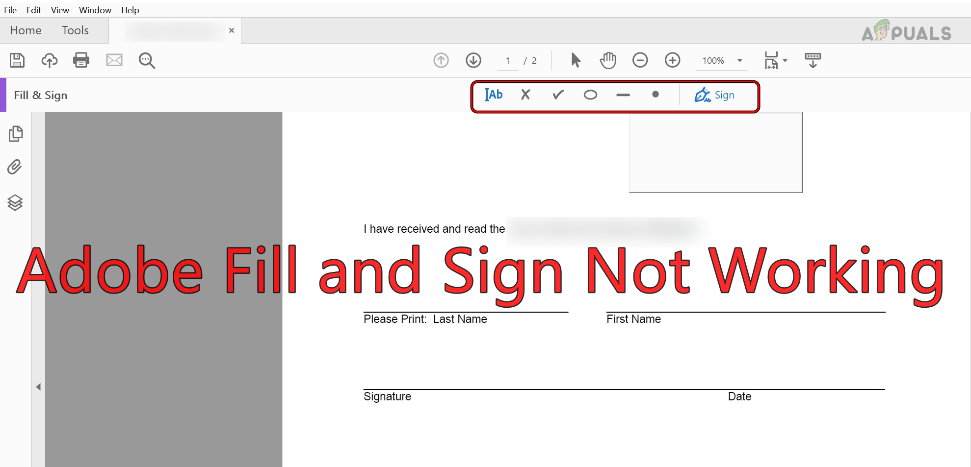 Adobe Fill and Sign Not Working