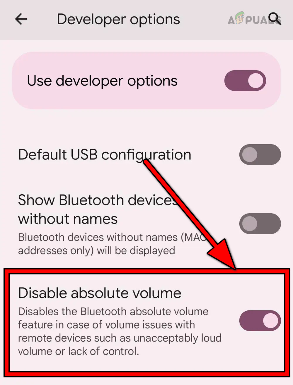 Disable Absolute Volume in the Android's Developer Options