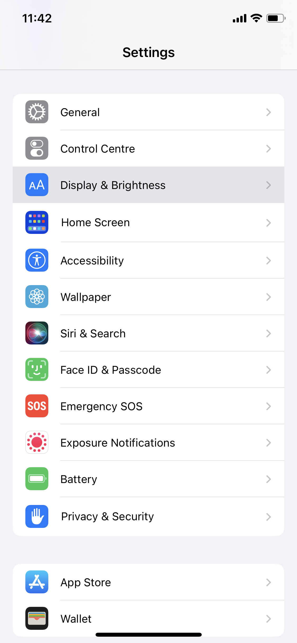12. iPhone display & brightness screenshot