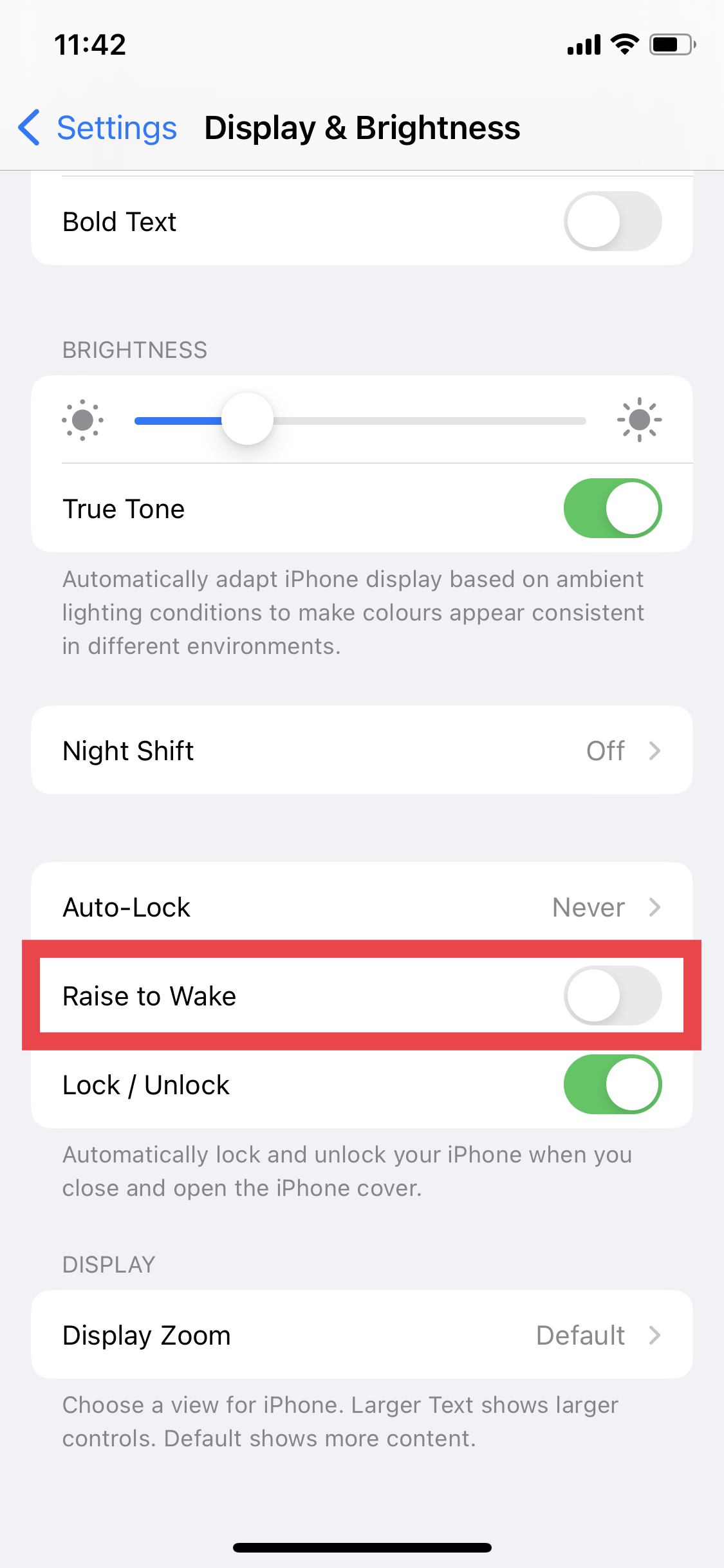 13. iPhone Raise to wake screenshot