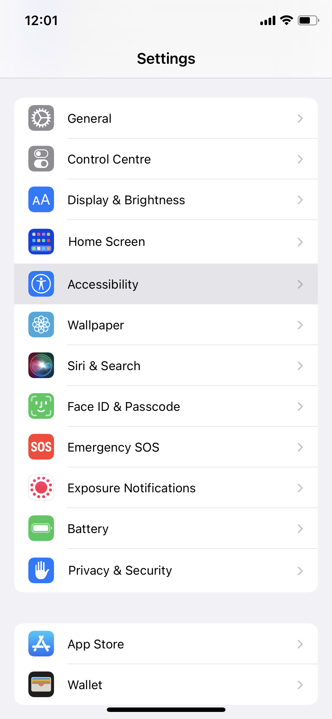 14. iPhone Accessibility settings screenshot